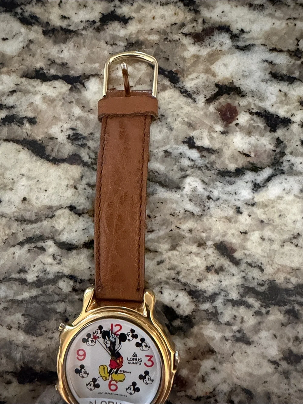 Women's Brown Leather Mickey Mouse Dial Watch